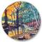 Designart - Landscape With River In Autumn Forest Sunset - Traditional Metal Circle Wall Art